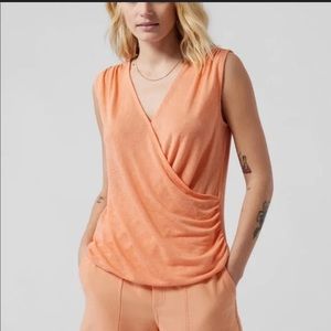 Athleta Breezy Wrap Tank Coral Orange